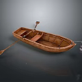 Detailed Traditional Wooden Small Boat Model With Paddle And Lantern