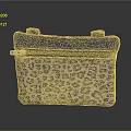 Leopard Print Fabric Pouch With Dark Blue Top Metal Clasps And Zipper For Daily Use