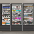 Commercial Display Refrigerators Stocked with Different Types of Beverages in Retail Store