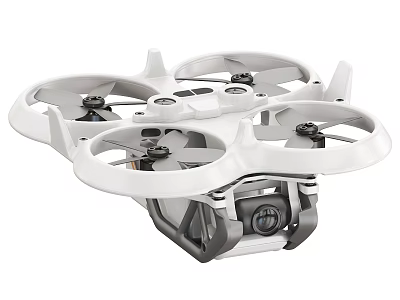 White Quadcopter Drone With Built In Camera And Protective Propeller Design 3d model