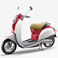 Red and White Classic Scooter with Beige Black Seat and Vintage Design