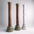 Chinese style column carved column 3d model