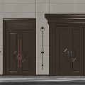 Elegant Metal Double Doors With Carved Patterns And Wall Lamp Interior 3d model