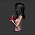 Woman In Pink Sleeveless Top Wearing Blue Sunglasses Holding Red Cup With Chopsticks