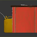 Red Craftsman Workbench with Tools on Top Yellow Jerrycan and Multiple Drawers 3d model