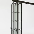 Modern Black Frame Glass Door With Multiple Panels And Ribbed Glass Sections
