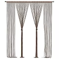 Decorative Brown And Beige Striped Curtains With Knotted Design For Home