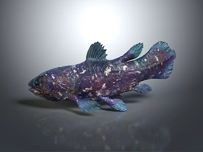 Distinctive Purple Spotted Fish With Blue Fins And Shiny Scales 3d model