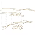 Sleek Modern Twisted Streamlined Metal Hanging Chandelier with Artistic Sculptural Design
