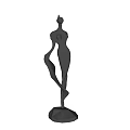Abstract Female Sculpture With Light Gray Color And Polygonal Base Design