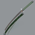 Traditional Japanese Katana Weapon With Green Handle Scabbard And Metal Blade Design