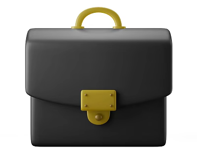Modern Black Briefcase With Yellow Handle And Buckle Closure Design 3d model