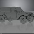 Silver Block Like SUV Model With Metallic Texture And Reflective Surface On Black Background 3d model