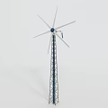 Wind Turbine Tower Structure With Steel Frame Support And Rotating Blades 3d model