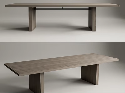 Modern Wooden Dining Table With Simple Design And Sturdy Rectangular Legs 3d model
