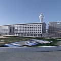 Aerial Planning of Modern Airport Terminal with Runways and Tarmacs Layout