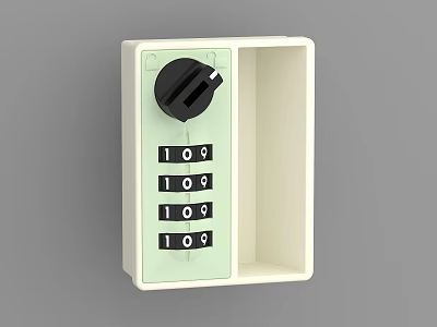 White Security Door Handle With Rotary Knob And Numeric Combination Locks 3d model
