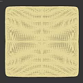 Square Khaki Green Fabric Ottoman With Quilted Stitched Design For Living Room