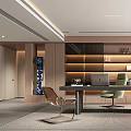 Modern Study Room Interior With Wooden Desk Comfortable Chair And Bookshelves