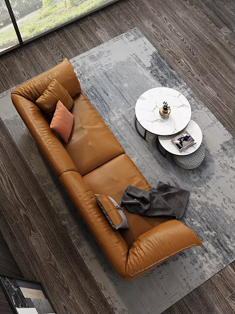 Modern double sofa looking down from the back 3d model