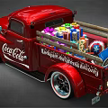 Red Vintage Truck With Coca-Cola Logo And Classic Shiny Exterior Design