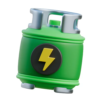 Green Canister Shaped Decorative Ornament Set With Silver Handles Black Emblem And Yellow Lightning Bolt 3d model