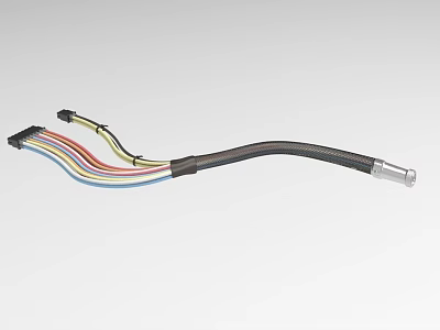 Industrial Equipment Cable Assembly With Multicolored Wires Protective Sleeve And End Connectors 3d model