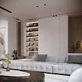 Modern Duplex Living Room Interior Design With Sofa Coffee Table Staircase And Bookshelf