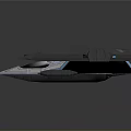 Sci Fi Spaceship 3D Model With Streamlined Design And Blue Lighting Details 3d model