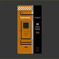Orange And Black Computer Terminal Point With Display Screen And Operation Panel 3d model