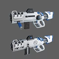 Advanced Futuristic Sci Fi Weapon With White Frame Blue Accents And Tactical Grip 3d model