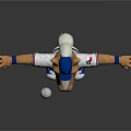 Cartoon Horse Mascot In White Rangers Uniform With Blue Cap Juggling Ball And Outstretched Arms