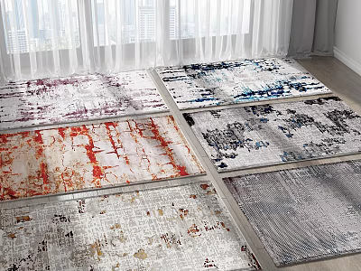Square Rugs With Various Abstract Patterns And Colors For Modern Home Decor 3d model