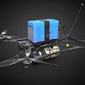 Multi rotor Drone With Blue Battery Black Components And Propellers