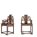 Traditional Chinese Style Wooden Armchairs With Intricate Carved Patterns And Classic Design