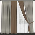 Layered Beige Linen Curtains With Sheer Panels And Window Tieback Design