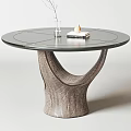 Elegant Modern Round Dining Tables With Unique Base Designs And Decorative Vase And Tableware 3d model