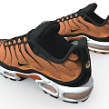 Orange Black Running Shoes with Wave Like Patterns Air Cushion Sole and Yellow Logo