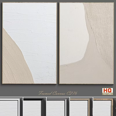 Elegant Framed Canvas Wall Art With Textured Beige And White Design For Interior Decor 3d model
