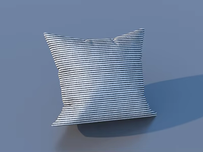 Blue And White Striped Decorative Pillow On Light Blue Background For Home Use 3d model