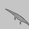 Game Movie Crocodile Character with Open Mouth Sharp Teeth Rough Skin and Horned Head