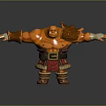 Orange Skinned Muscular Game Movie Character With Brown Hair Beard Red Shorts And White Wristbands