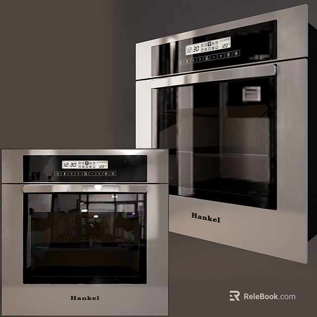 Hanskel Modern Kitchen Ovens Featuring Stainless Steel Finish And Glass Doors 3d model 