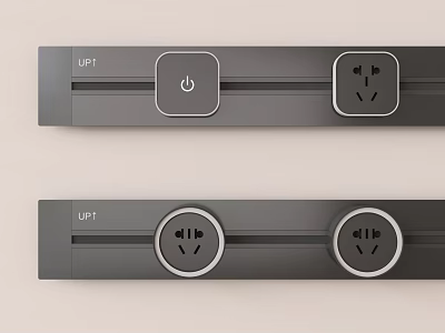 Gray UP1 Model Switch Panels With Power Switch And Socket Outlets 3d model