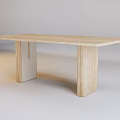 Light Wood Dining Table with Minimalist Design Clean Lines and Two Stable Legs 3d model