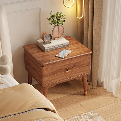 Nordic Bedroom Simple Walnut Solid Wood Bedside Table 3d model Nordic Bedroom Simple Walnut Solid Wood Bedside Table 3d model