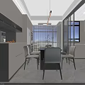Bright Modern Living And Dining Room Interior With Full TV Wall And Round Coffee Tables