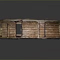 Dilapidated Wooden House Interior With Exposed Wooden Walls Wooden Floor Windows And Damaged Ceiling