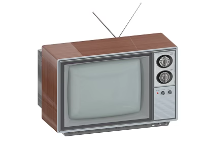 Vintage Television With Wooden Frame Antenna And Control Knobs On Front Panel 3d model