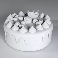 Yummy Birthday Cake With White Cream Drizzle Blueberries Bear Topper And Tag